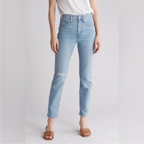 Madewell The Perfect Vintage Jeans Knee High Rise Rip Light Blenheim Wash 29 - Picture 1 of 11